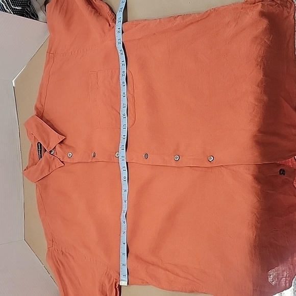 Joseph & Lyman, Size L, Burnt Orange Italian Linen Button Down Shirt Long Sleeve - Picture 5 of 11